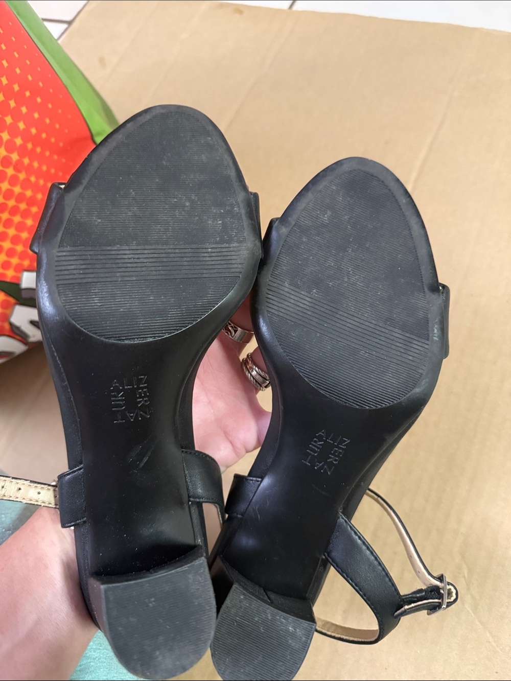 Women's Black Block Heel Slingback Sandals - Picture 4 of 4